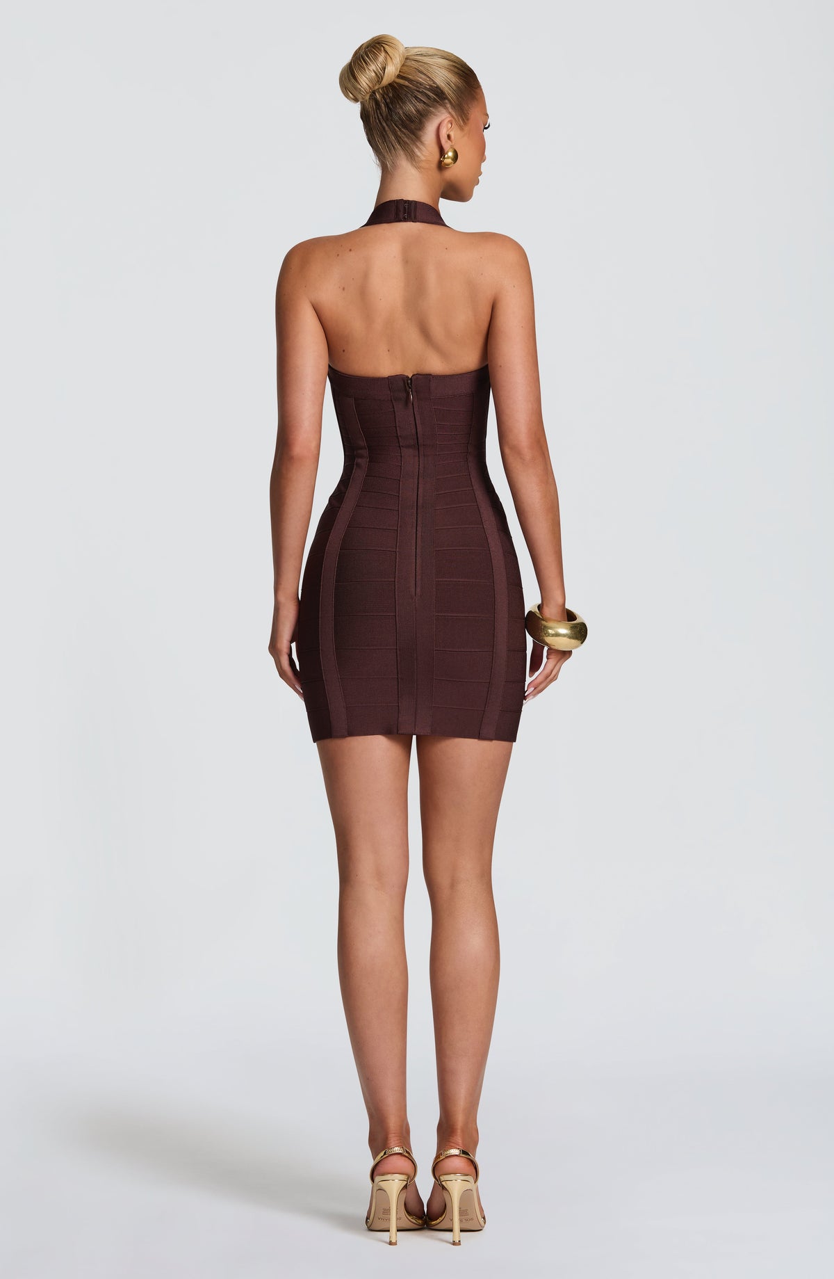 Belavie Velvettella Bandage Mini Dress - Plum Brown