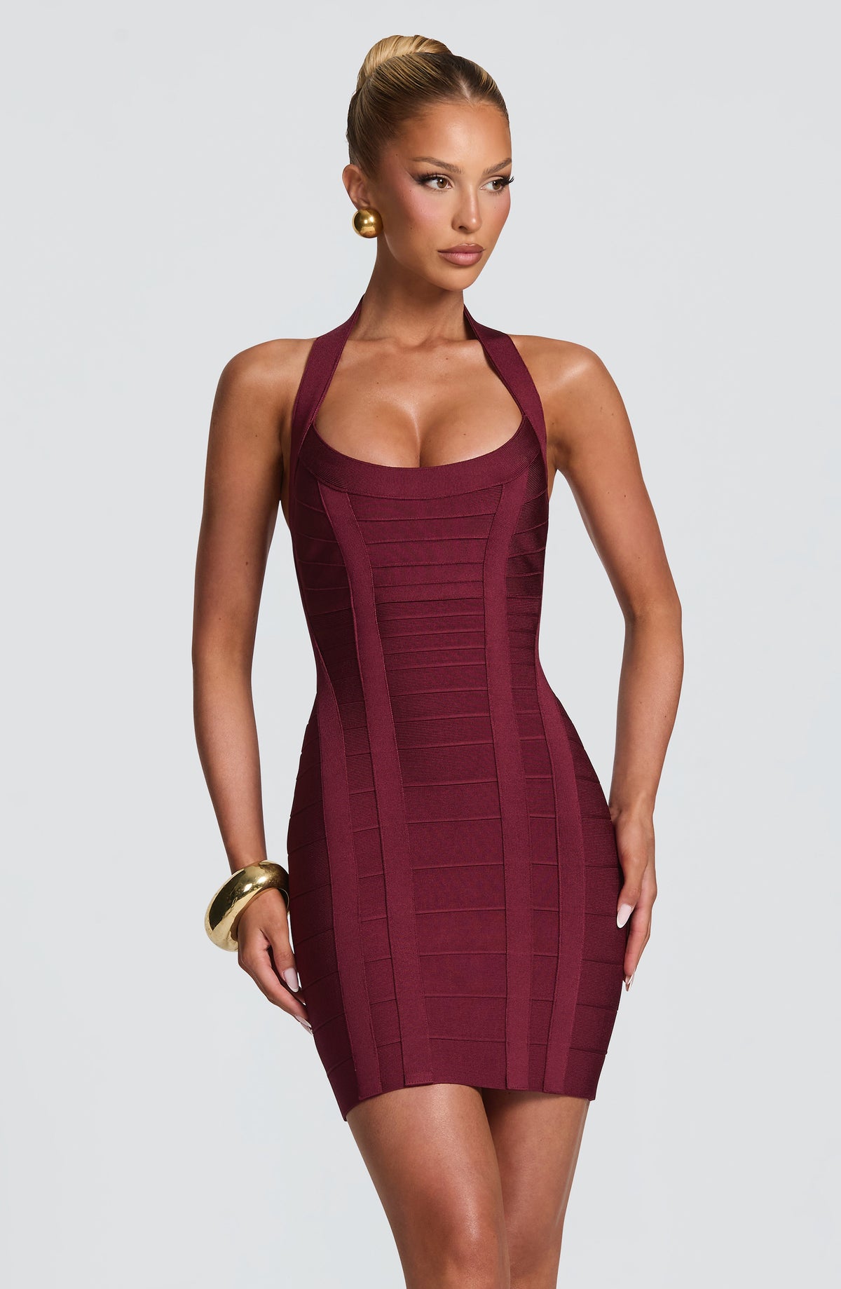 Belavie Velvettella Bandage Mini Dress - Cherry Lacquer