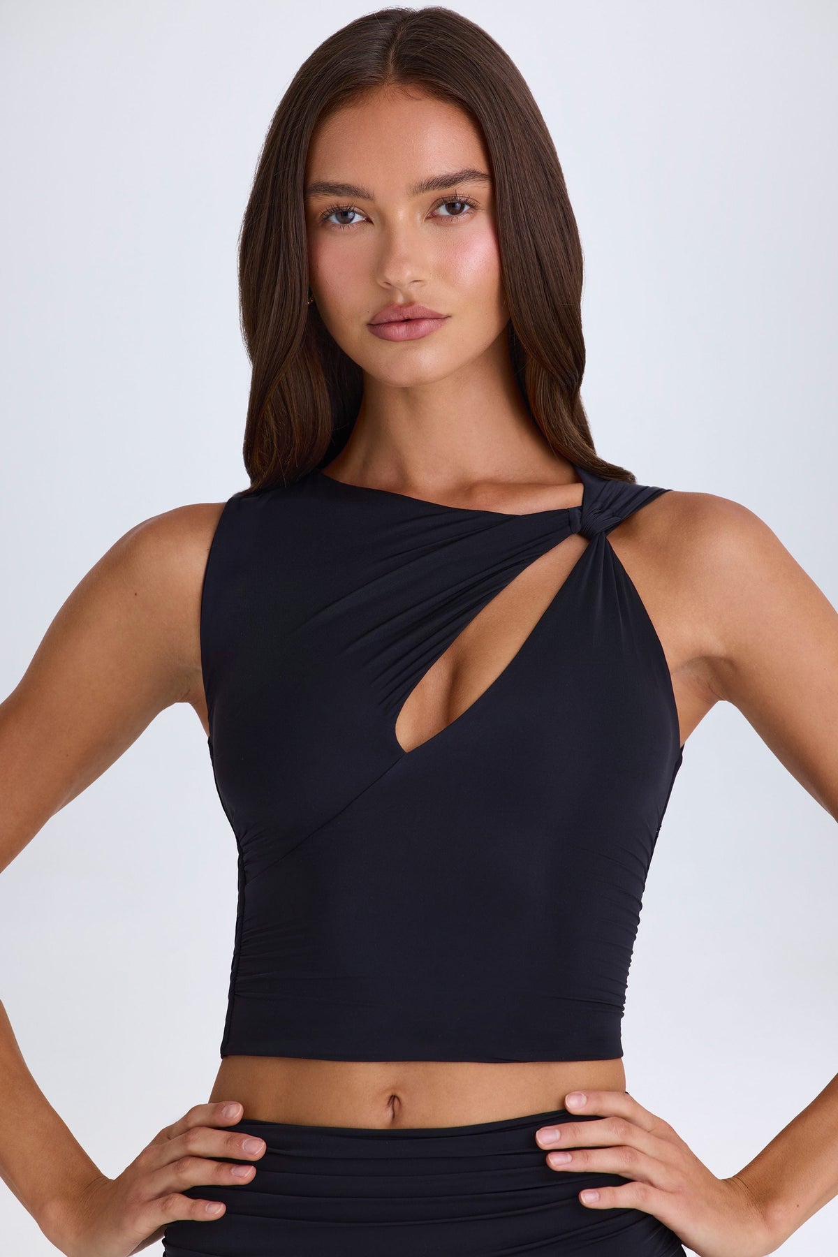 Belavie Abilena Twisted Cut-Out Tank Top in Black