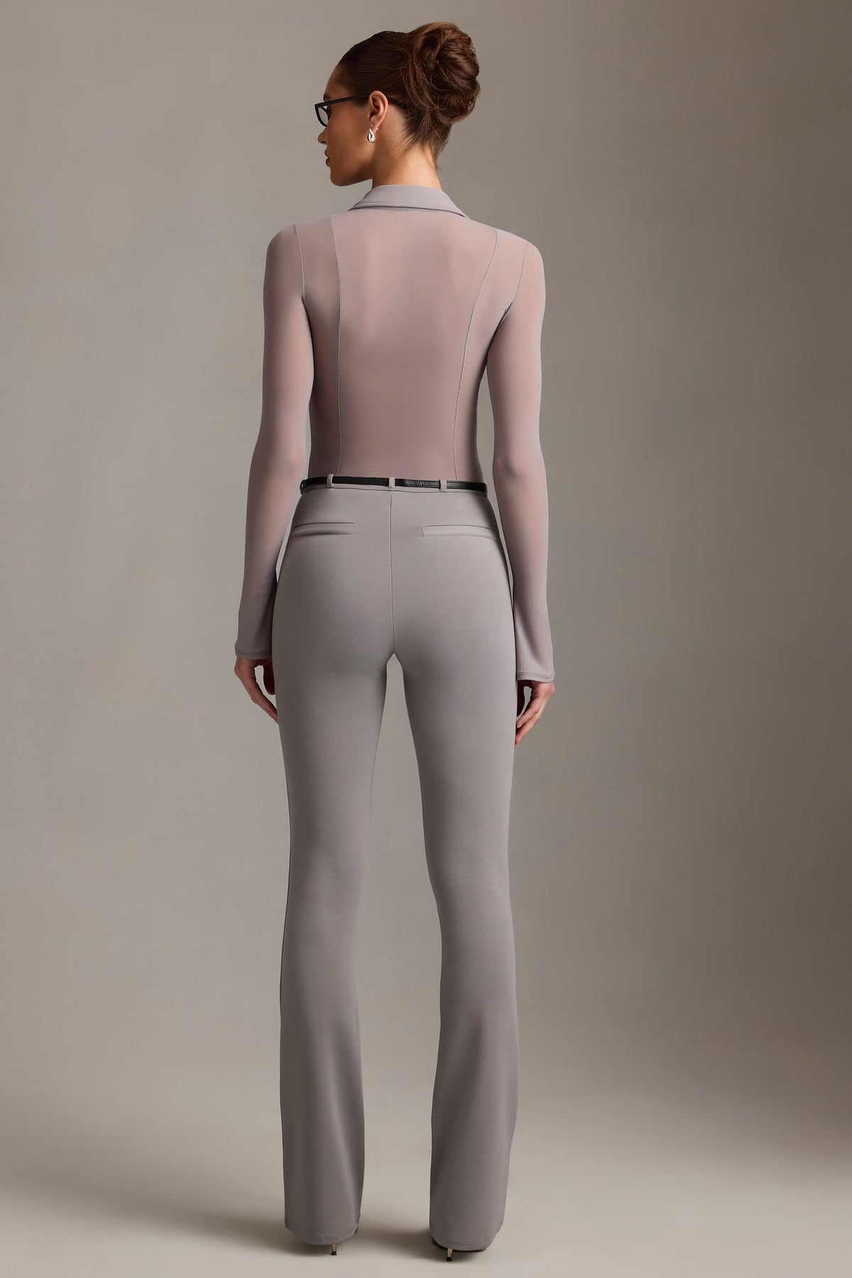 Belavie Althee Low-Rise Flared Trousers in Grey