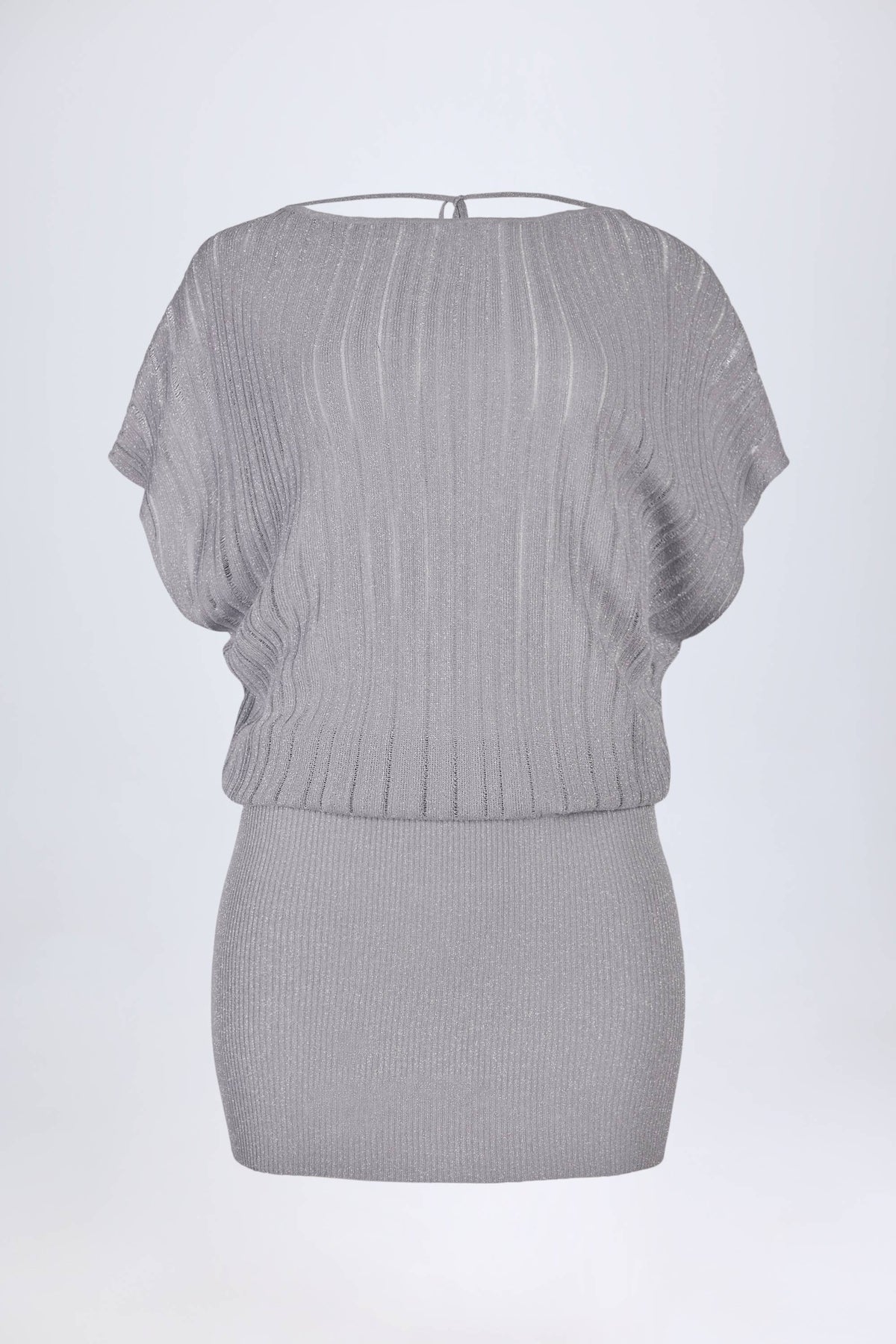 Belavie Amanite Backless Batwing Mini Dress in Silver