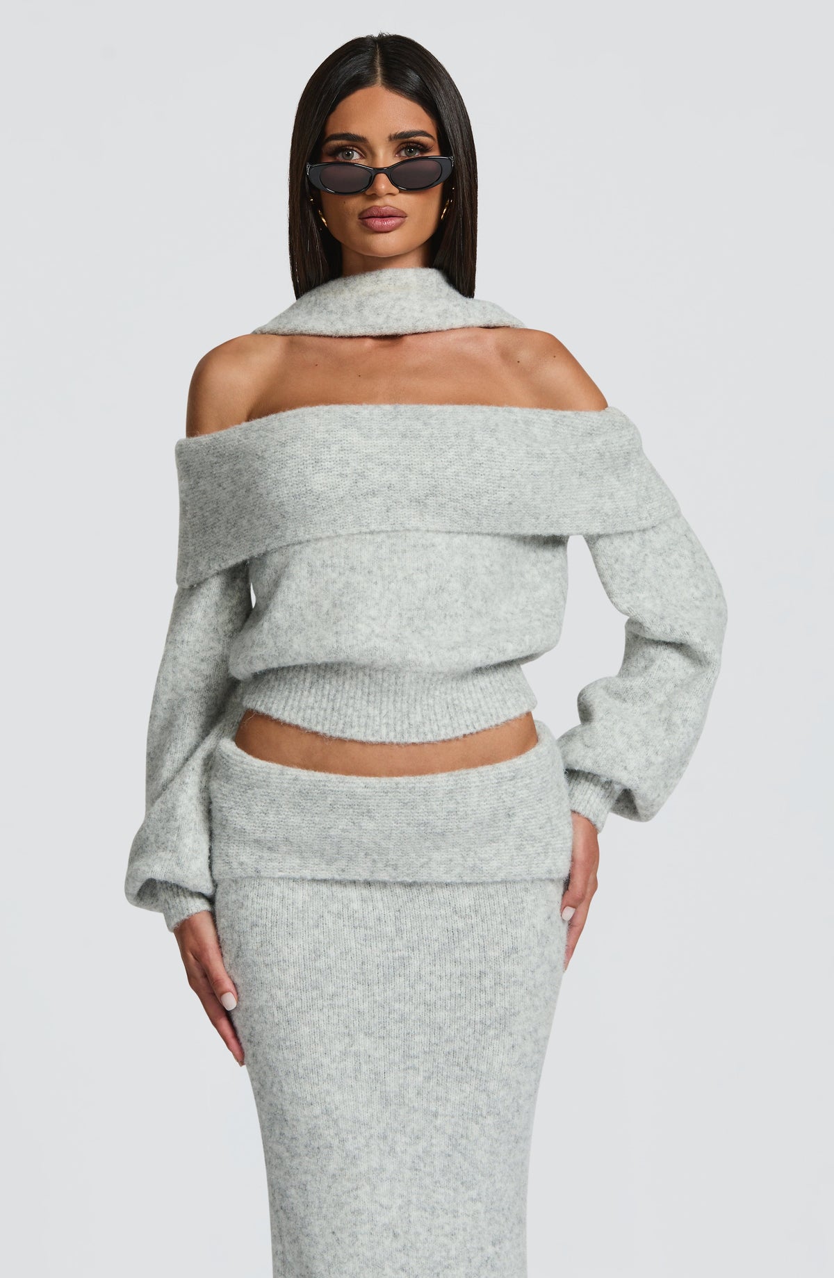 Belavie Andiella Top - Light Grey Marl