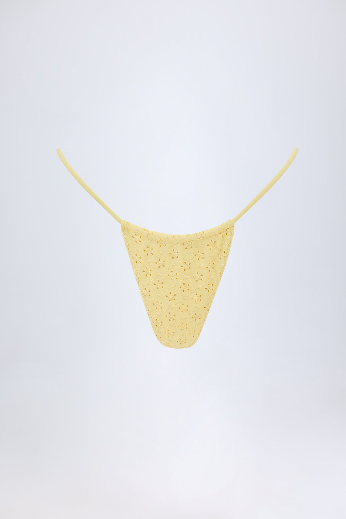 Belavie Broderie Anglaise Drawstring Bikini Bottoms in Lemon Yellow