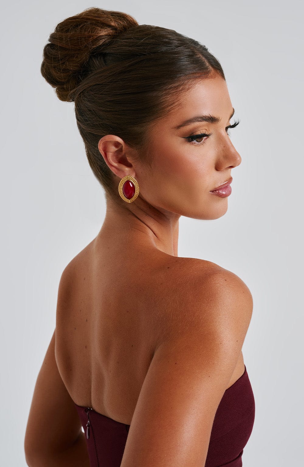 Belavie Azrella Earrings - Red/Gold