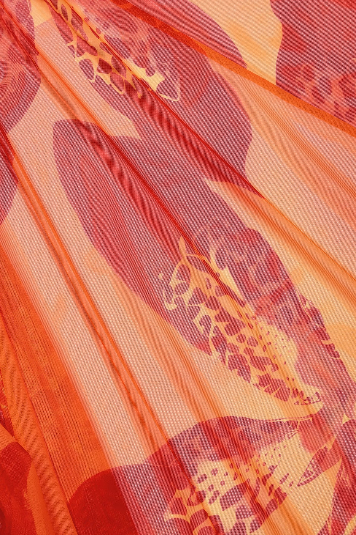 Belavie Bacaler Ruched Hardware-Detail Fishtail Maxi Skirt in Orange Orchid Print