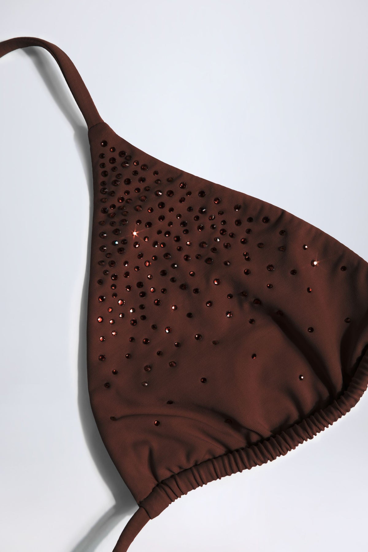 Belavie Baia Embellished Triangle Bikini Top in Chocolate Brown