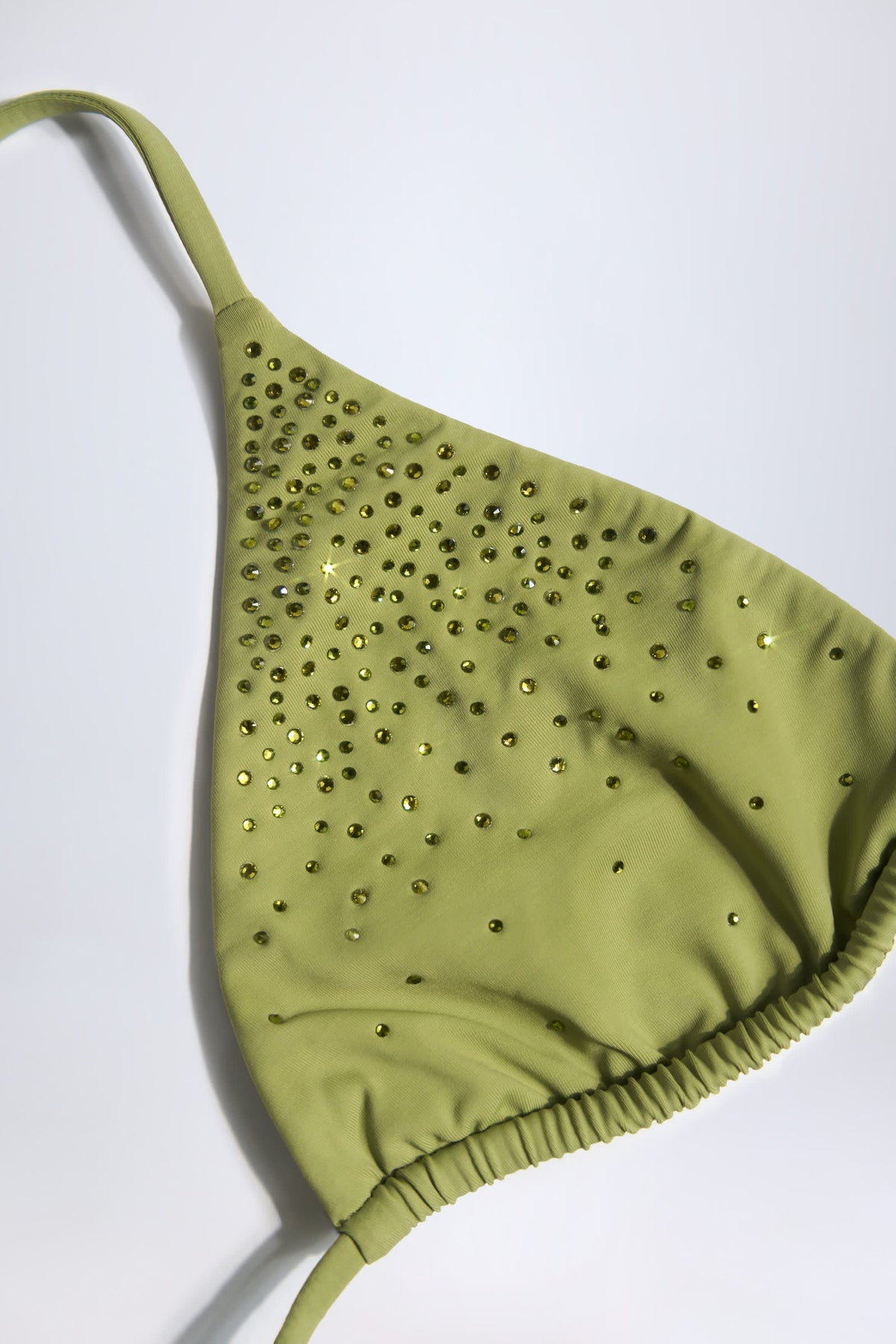 Belavie Baia Embellished Triangle Bikini Top in Olive Green