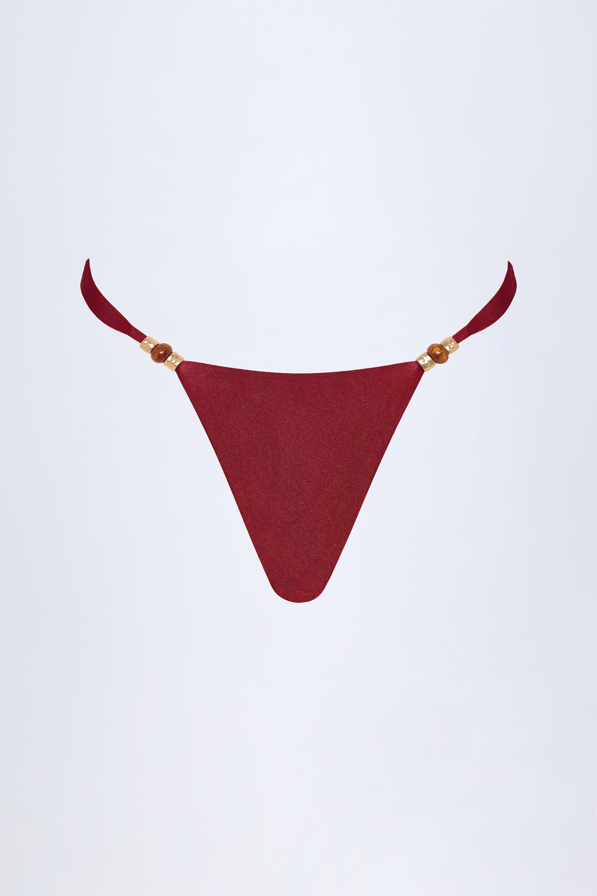 Belavie Bermude Bead-Embellished Cheeky Bikini Bottoms in Dark Cherry