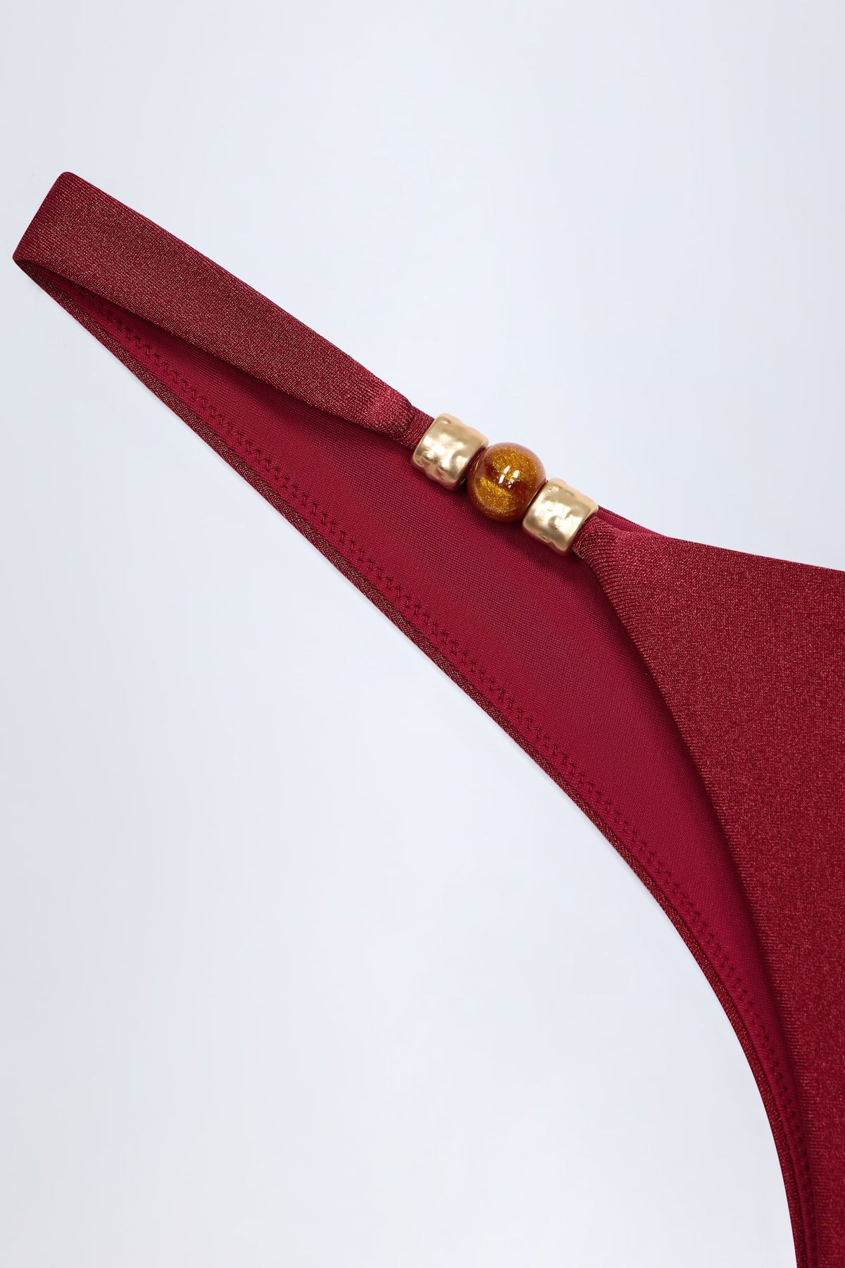 Belavie Bermude Bead-Embellished Cheeky Bikini Bottoms in Dark Cherry