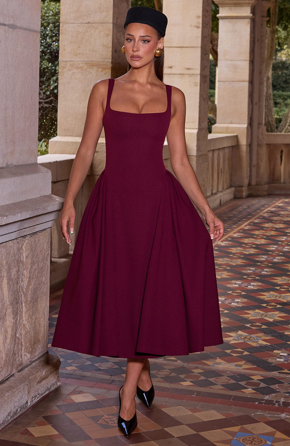 Belavie Bettia Midi Dress - Cherry Lacquer