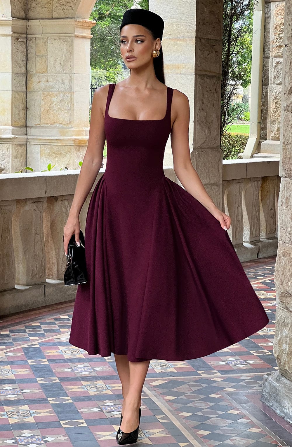 Belavie Bettia Midi Dress - Cherry Lacquer