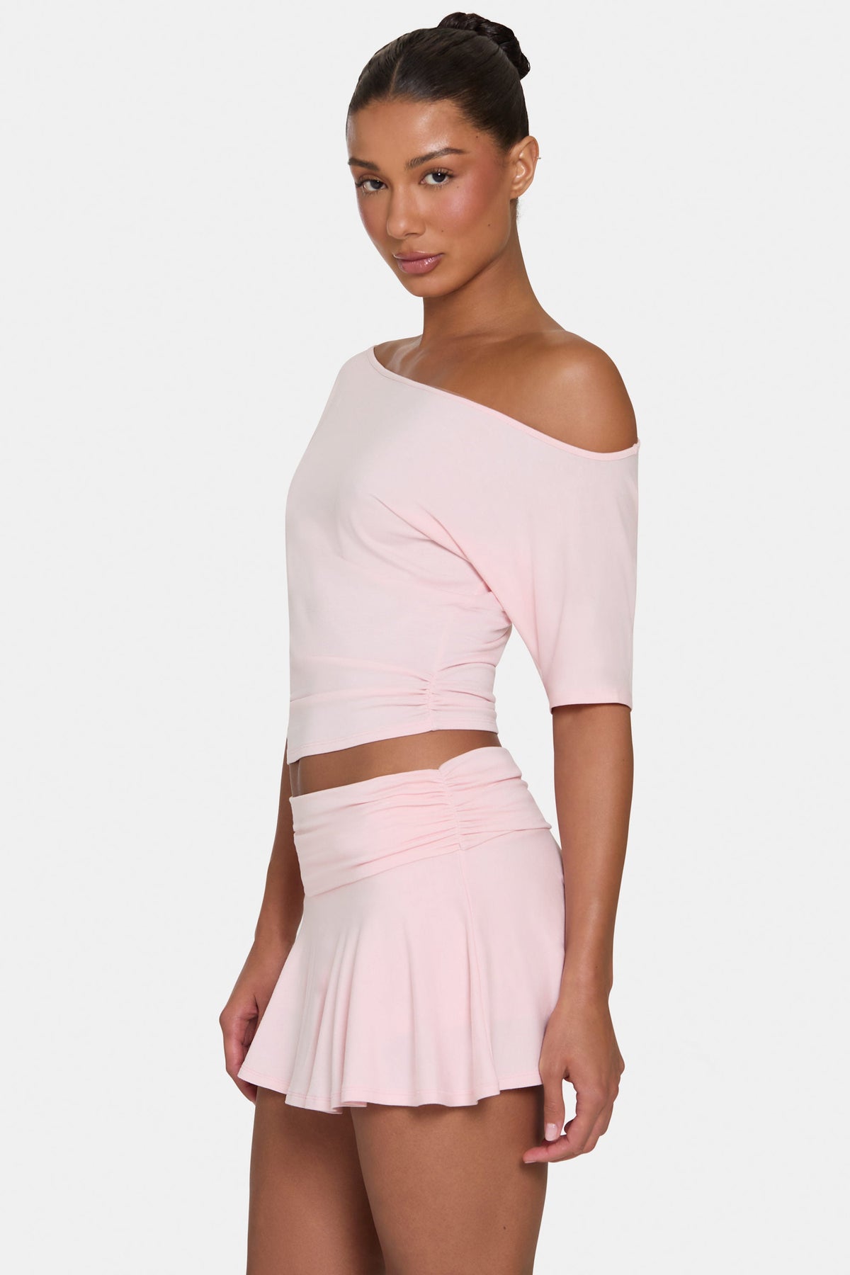 Belavie Slouchy Off-Shoulder Top in Blush