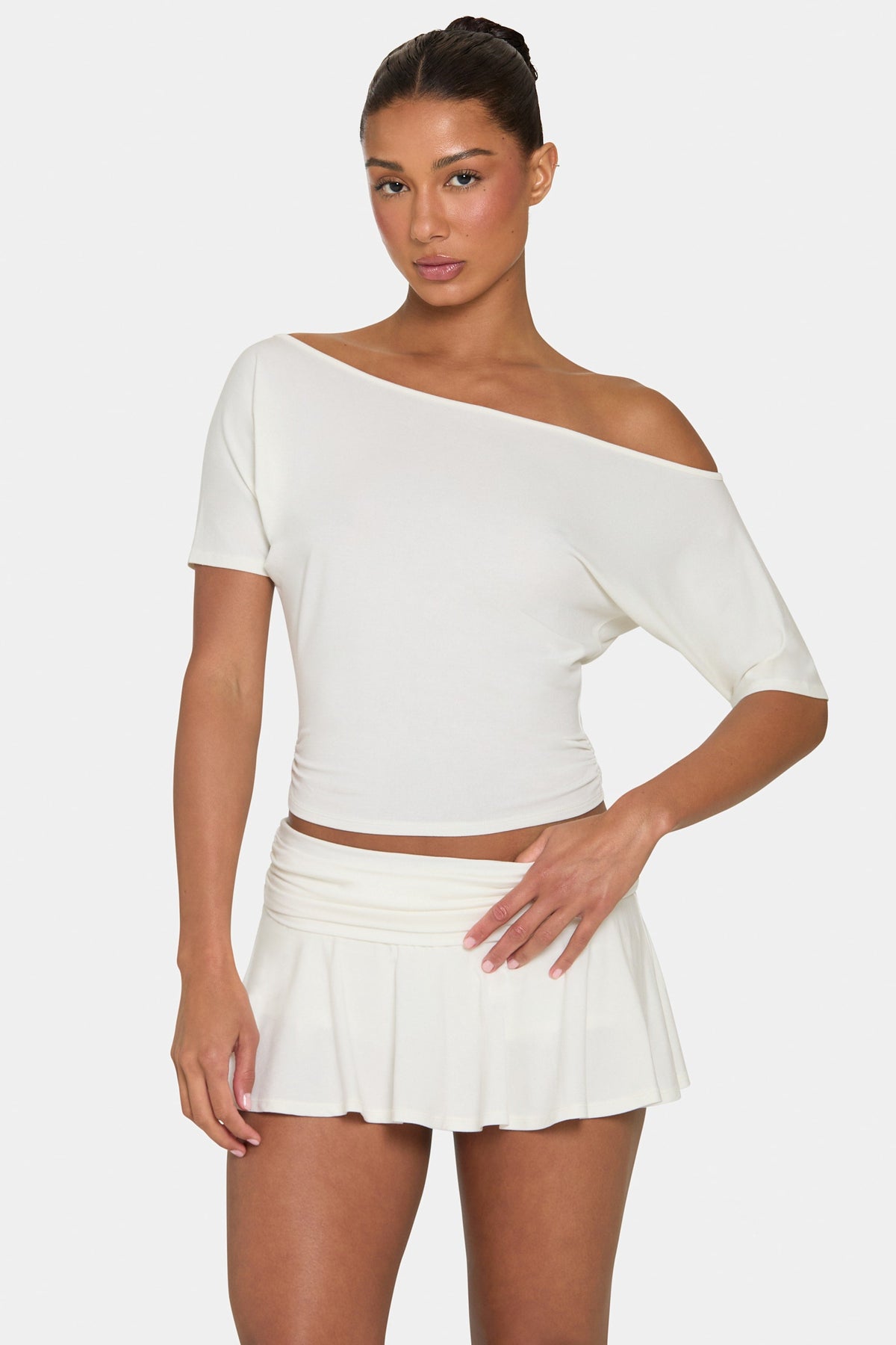 Belavie Slouchy Off-Shoulder Top in Coconut