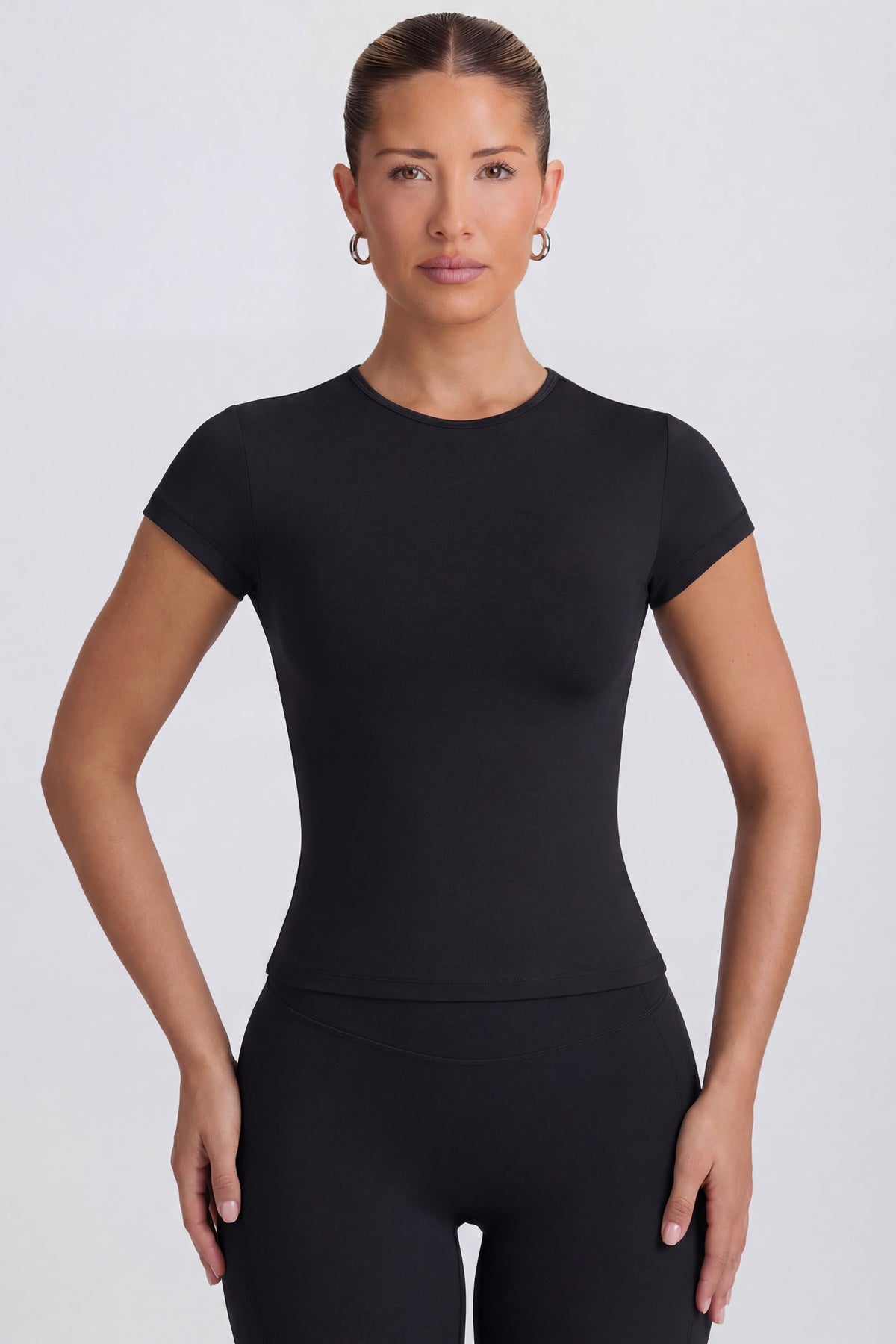 Belavie Cut-Out Longline T-Shirt in Black