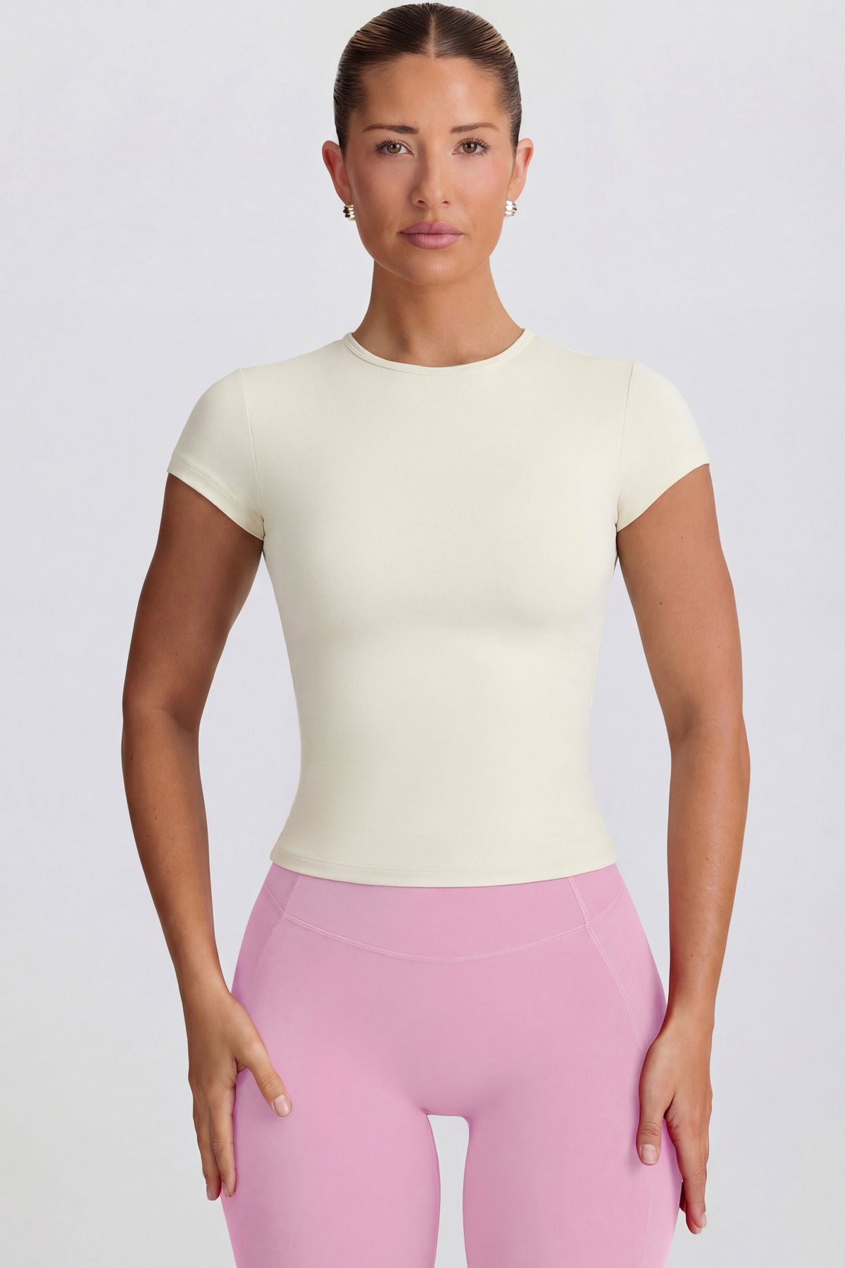 Belavie Cut-Out Longline T-Shirt in Oat