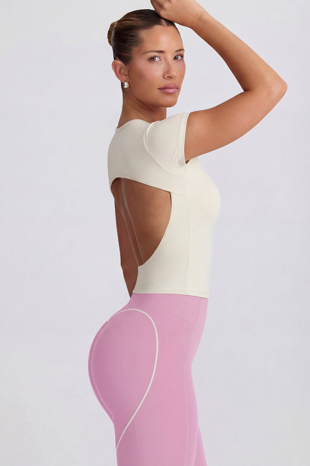 Belavie Cut-Out Longline T-Shirt in Oat