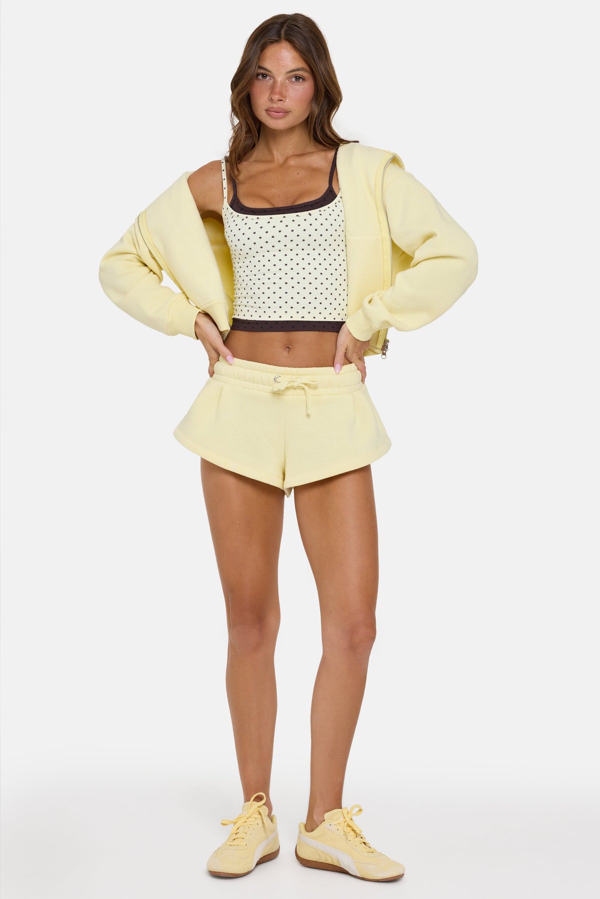 Belavie Mid-Rise Mini Shorts in Buttercream