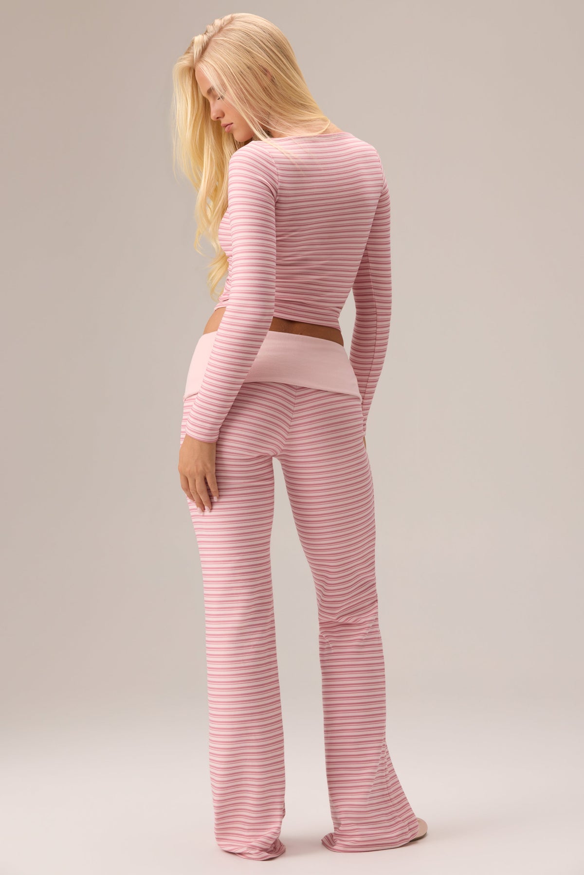 Belavie Plush Jersey Long-Sleeve Top in Berry Stripe