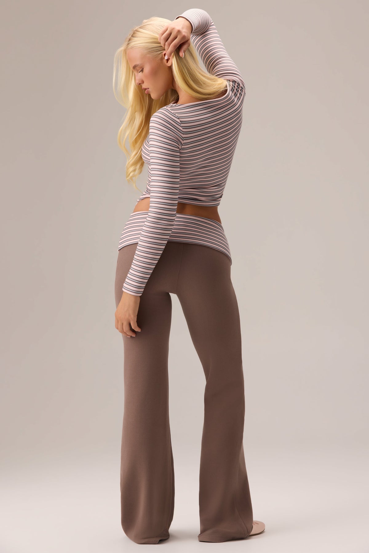 Belavie Plush Jersey Long-Sleeve Top in Chestnut Stripe