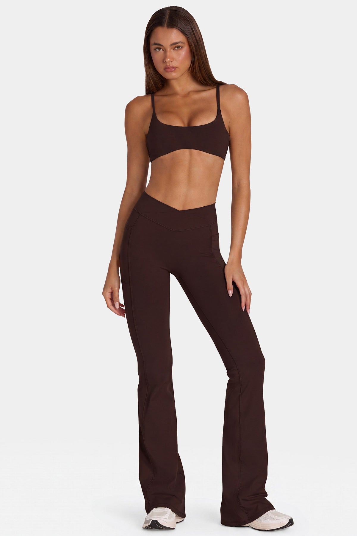 Belavie Soft Active V-Waist Flared Leggings in Espresso