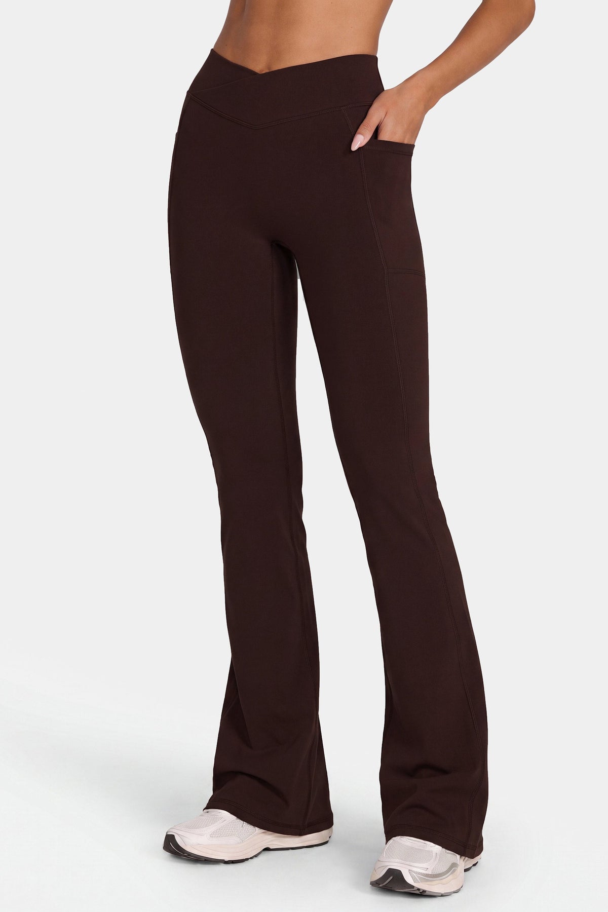 Belavie Soft Active V-Waist Flared Leggings in Espresso