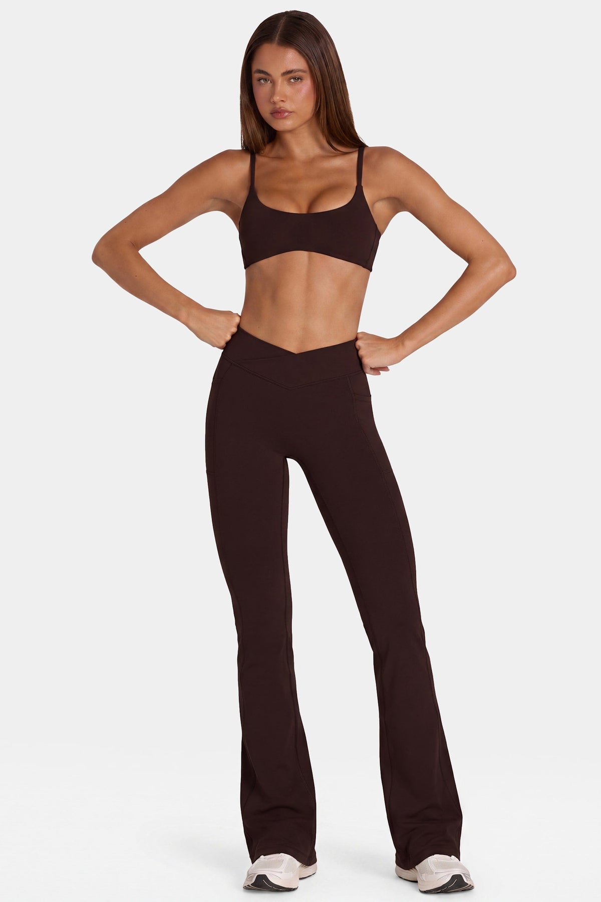 Belavie Soft Active V-Waist Flared Leggings in Espresso