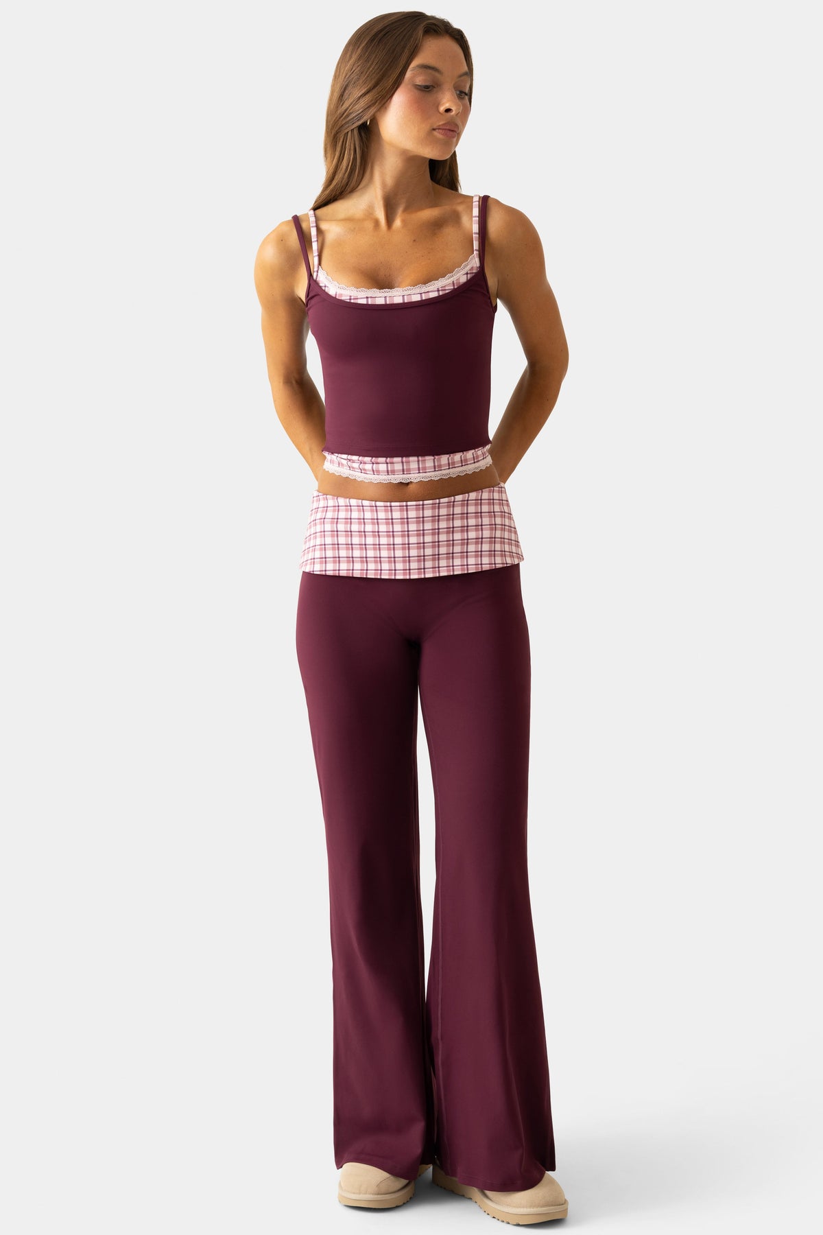 Belavie Soft Active Wide-Leg Trousers in Plum