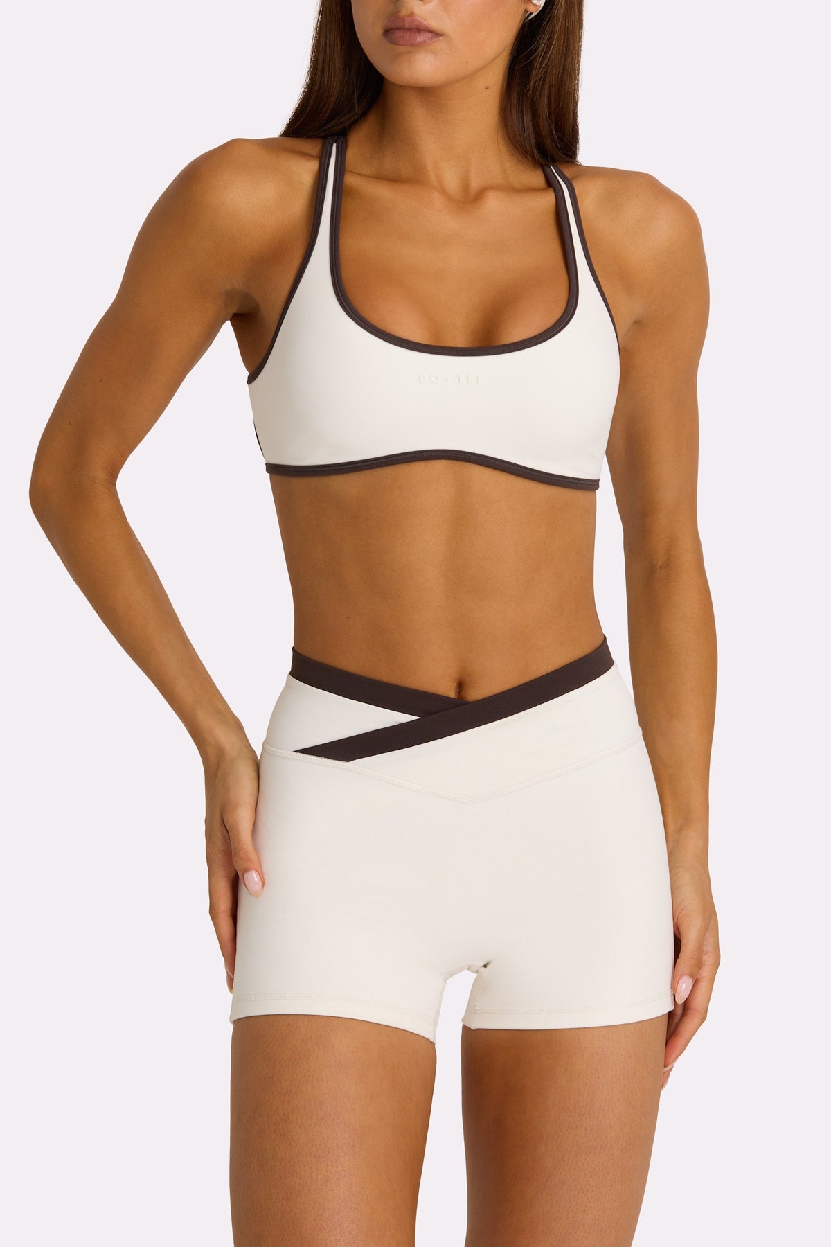 Belavie Soft Active Wrap Waist Shorts in Coconut