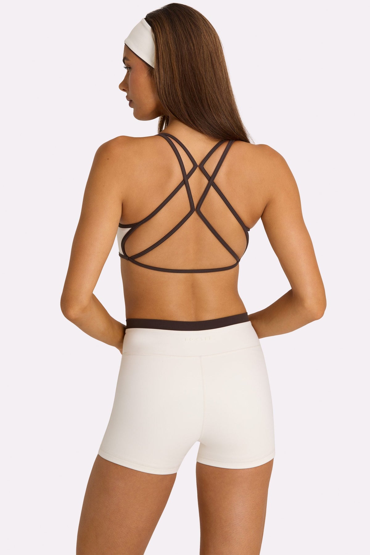 Belavie Soft Active Wrap Waist Shorts in Coconut