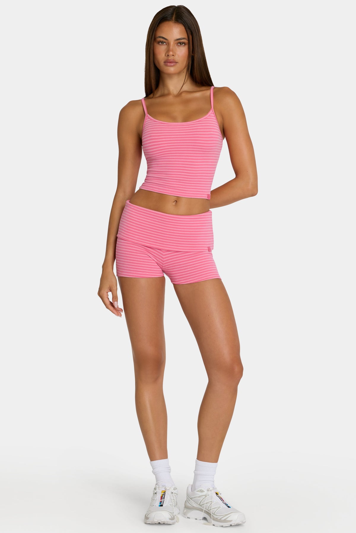Belavie Brushed Jersey Tank Top in Pink Stripe