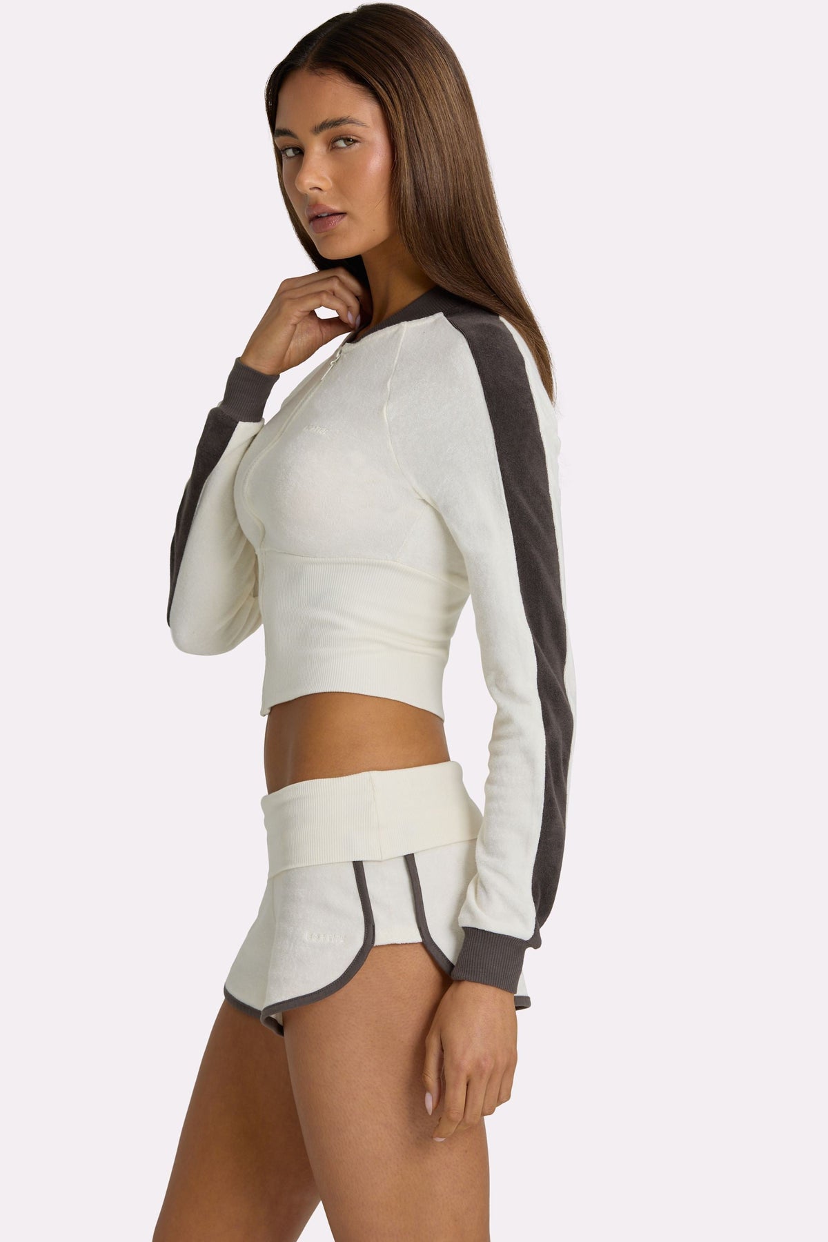 Belavie Terry Foldover Waist Shorts in Coconut