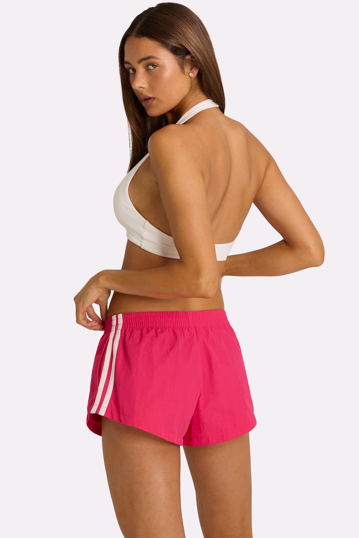 Belavie Woven Track Shorts in Hot Pink