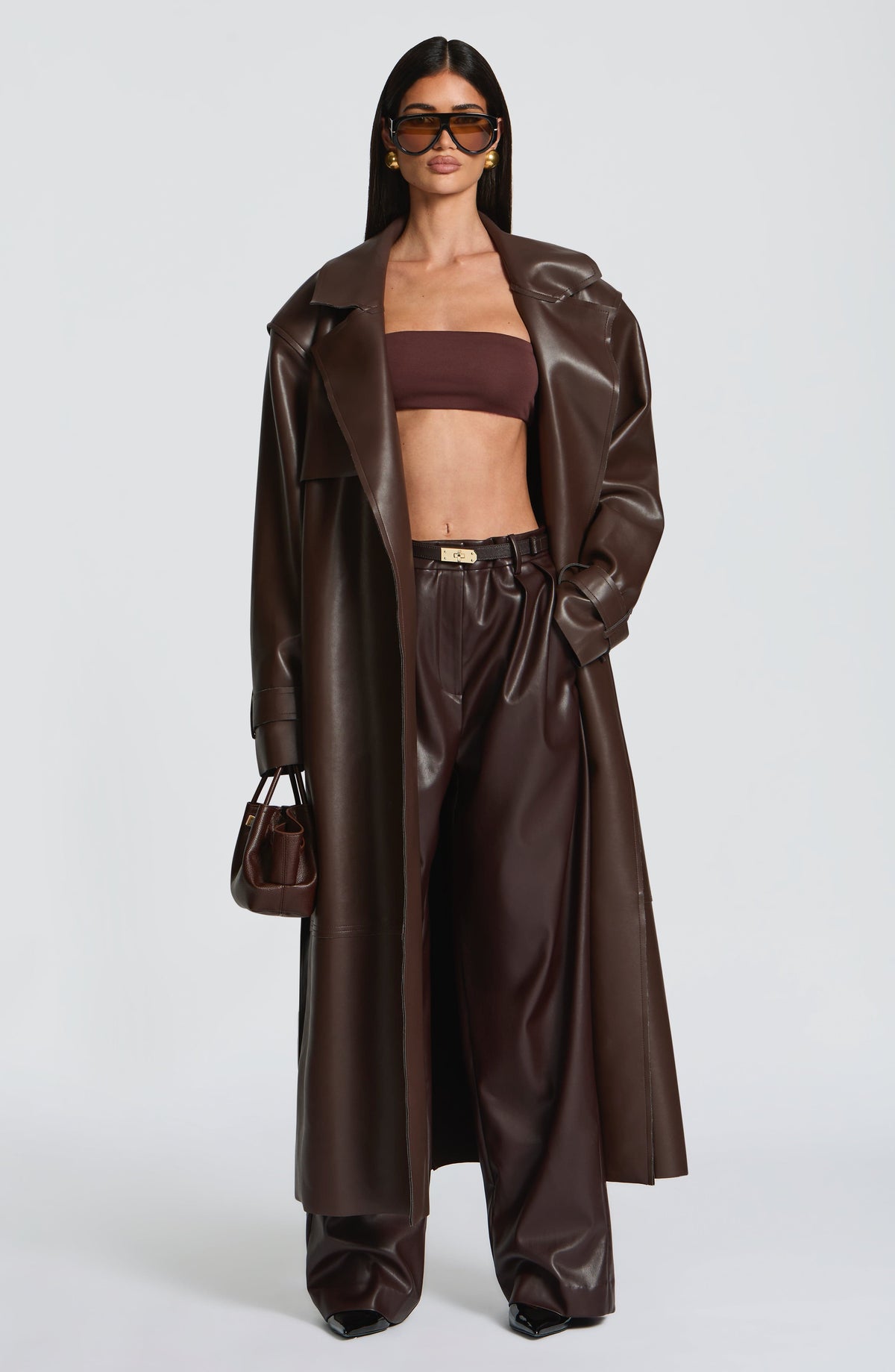 Belavie Bridgeta Trench Coat - Plum Brown