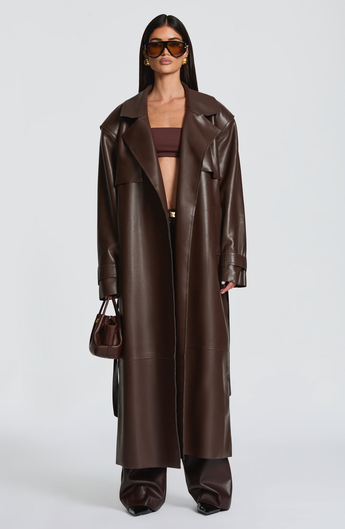 Belavie Bridgeta Trench Coat - Plum Brown
