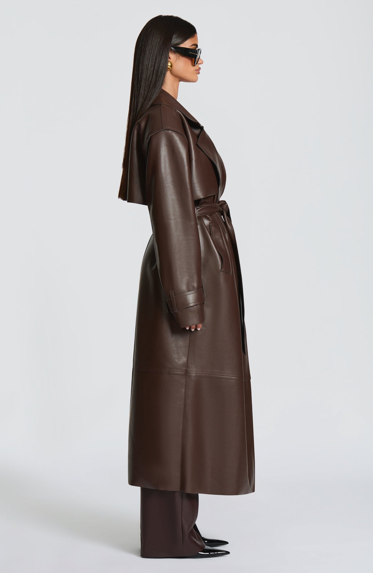 Belavie Bridgeta Trench Coat - Plum Brown