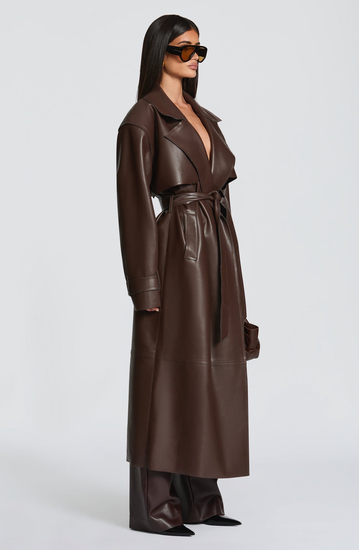 Belavie Bridgeta Trench Coat - Plum Brown