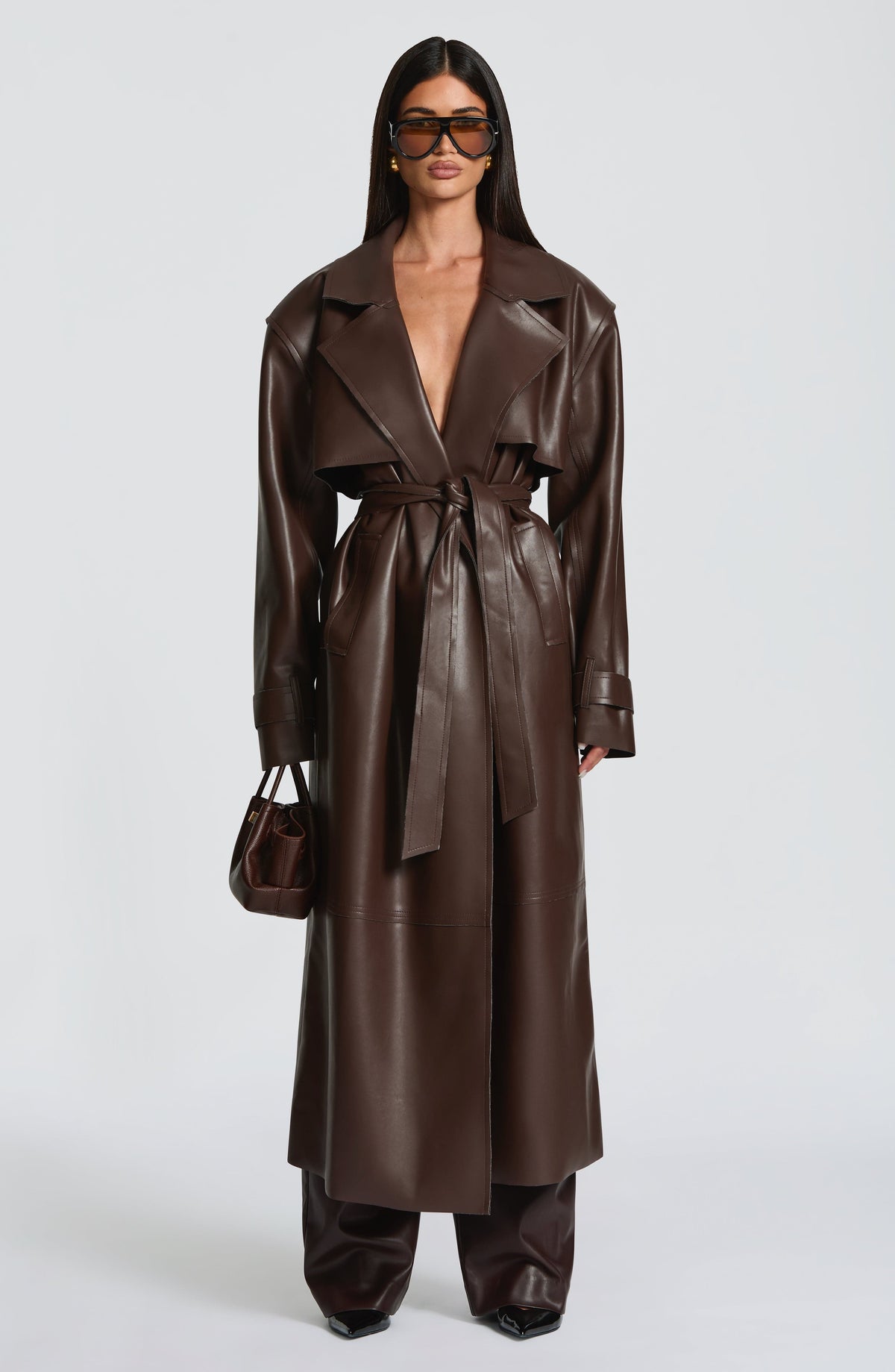 Belavie Bridgeta Trench Coat - Plum Brown