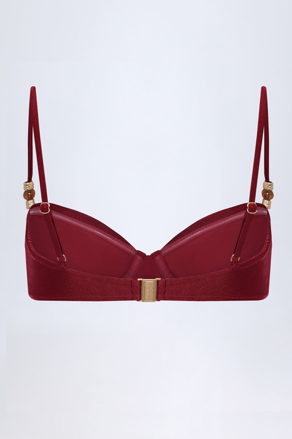 Belavie Bruni Bead-Embellished Ruched Underwired Bikini Top in Dark Cherry