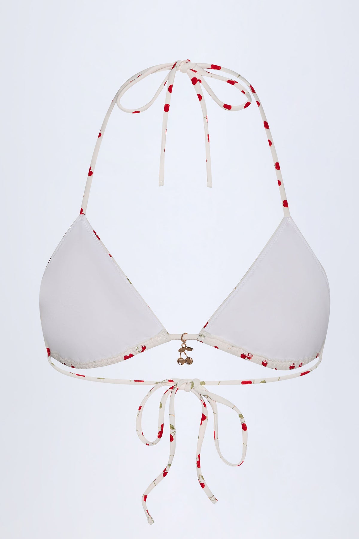 Belavie Calelle Charm-Detail Triangle Bikini Top in Cherry Print