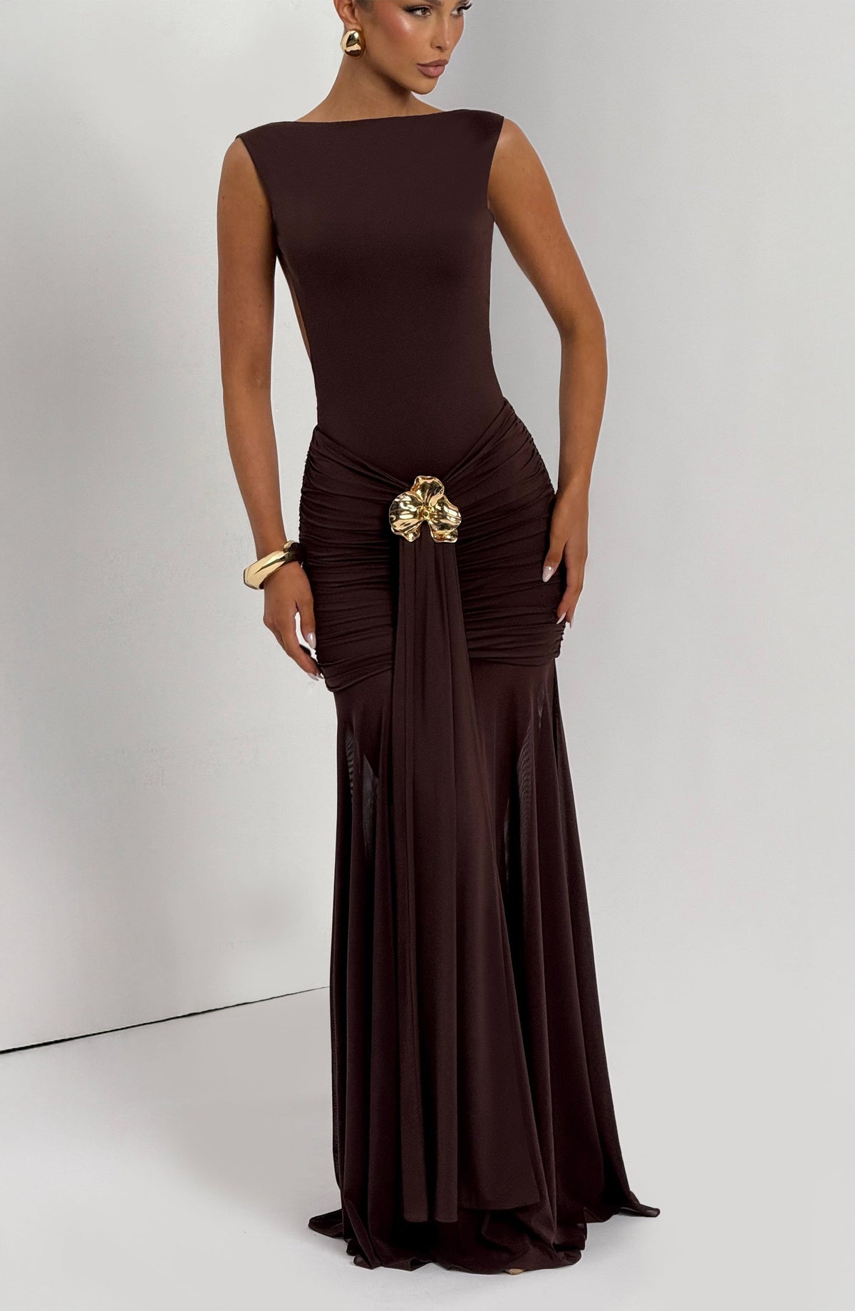 Belavie Faella Maxi Skirt - Plum Brown