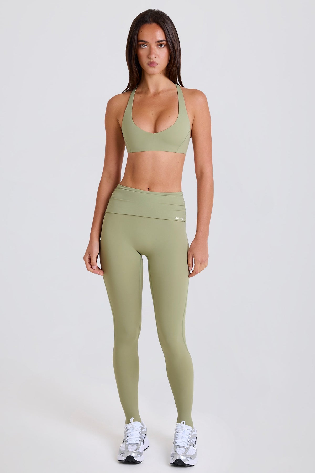 Belavie Foldover Mid-Rise Stirrup Leggings in Matcha