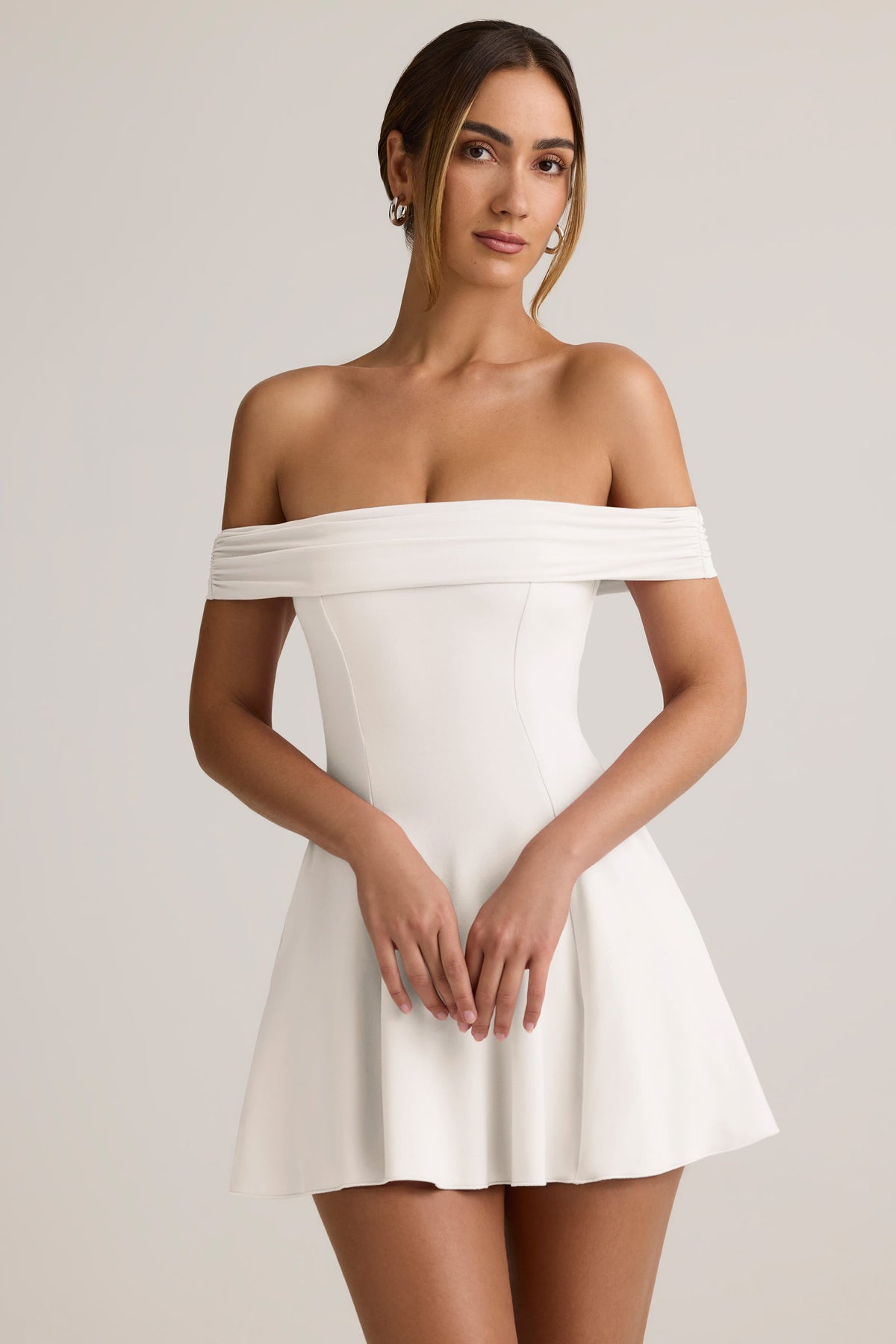 Belavie Jaide Modal Off-Shoulder A-Line Mini Dress in White