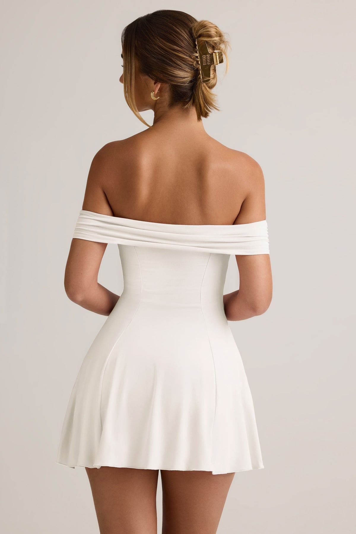 Belavie Jaide Modal Off-Shoulder A-Line Mini Dress in White
