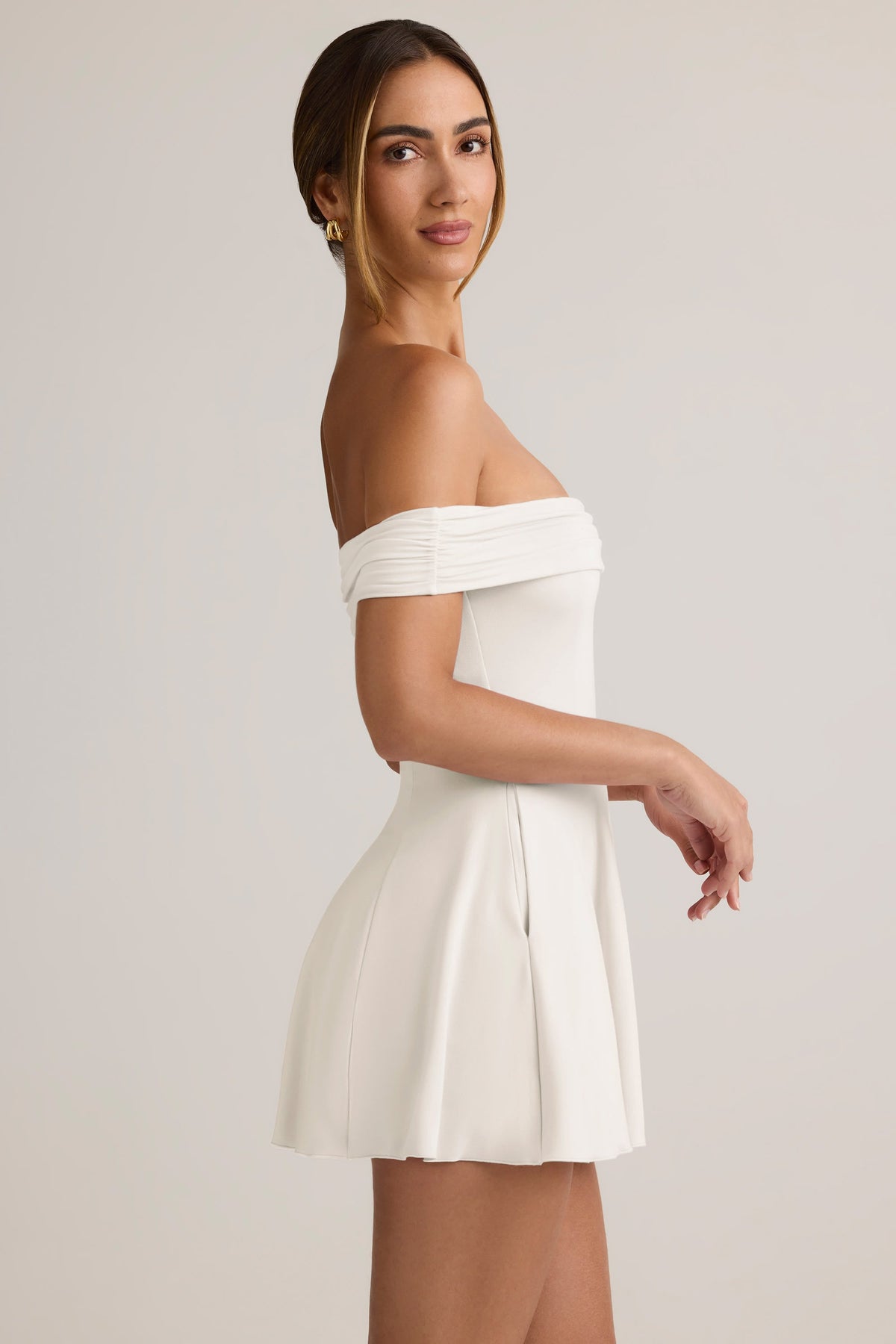 Belavie Jaide Modal Off-Shoulder A-Line Mini Dress in White