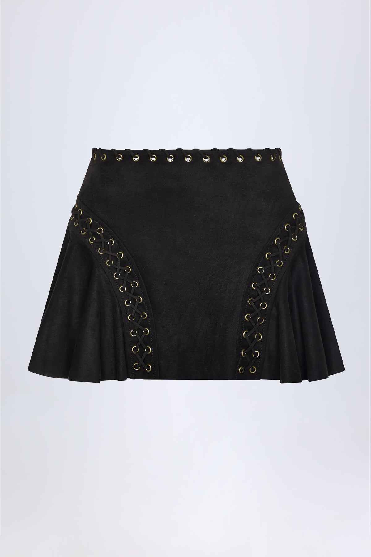 Belavie Jalse Lace-Up Mid-Rise Mini Skirt in Black