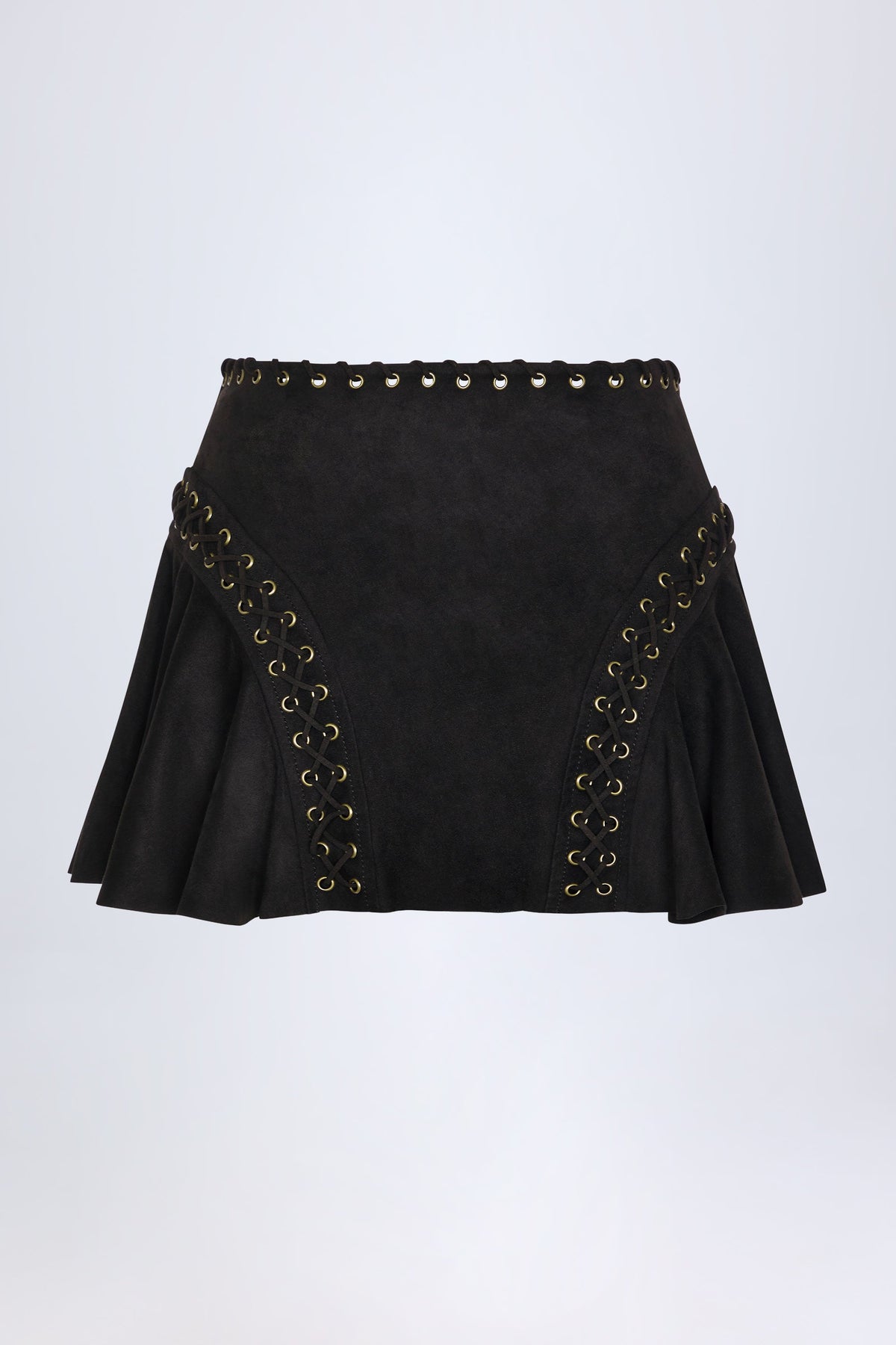 Belavie Jalse Lace-Up Mid-Rise Mini Skirt in Black