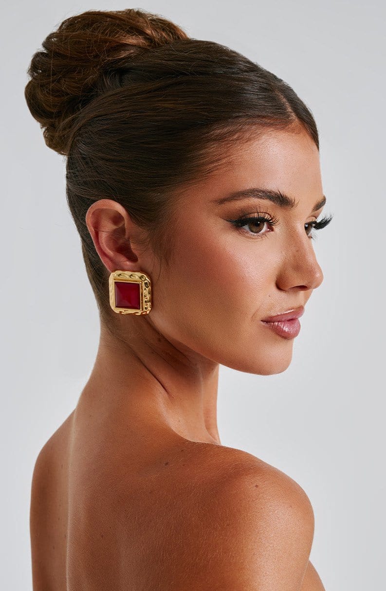 Belavie Kennedia Earrings - Red/Gold