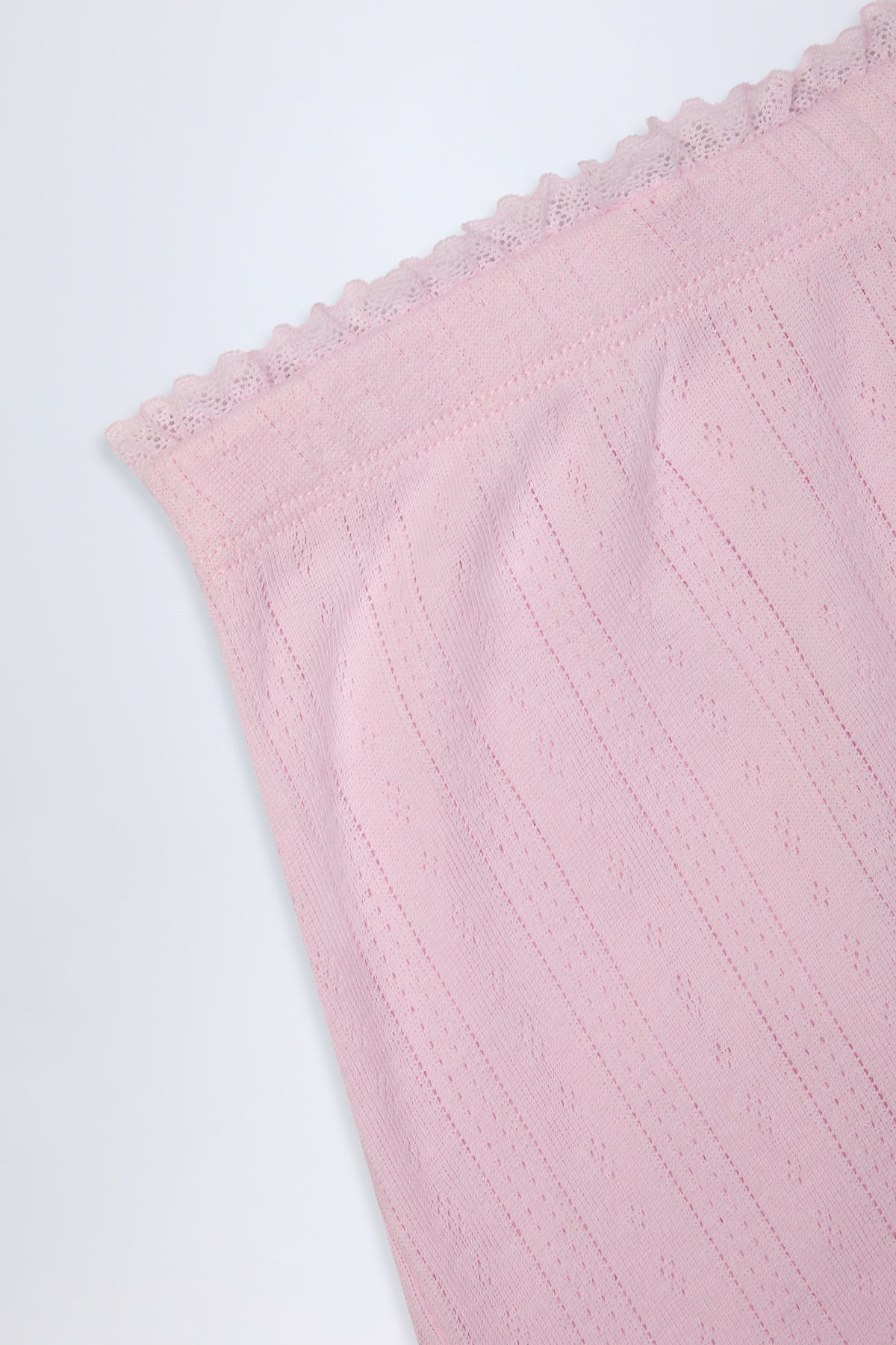 Belavie Libbi Pointelle Mid-Rise Straight-Leg Trousers in Baby Pink