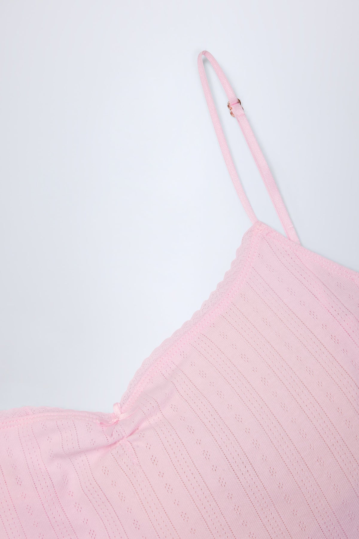 Belavie Livie Pointelle Ruched Camisole Crop Top in Baby Pink