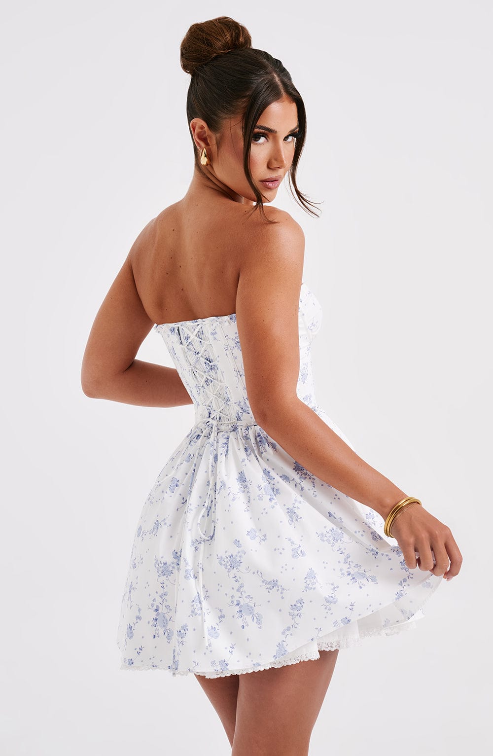 Belavie Maevella Mini Dress - Blue Ditsy Print